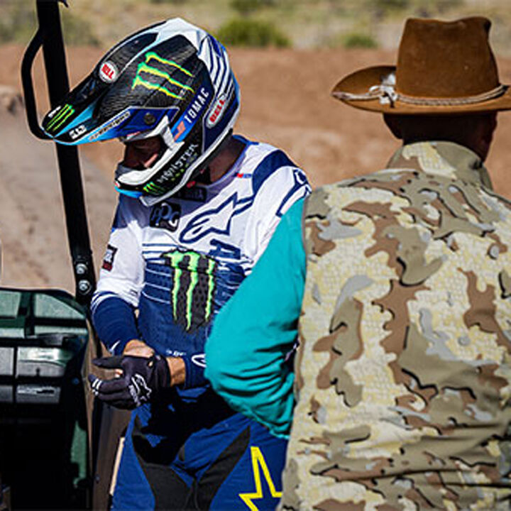 Eli getting ready for training.