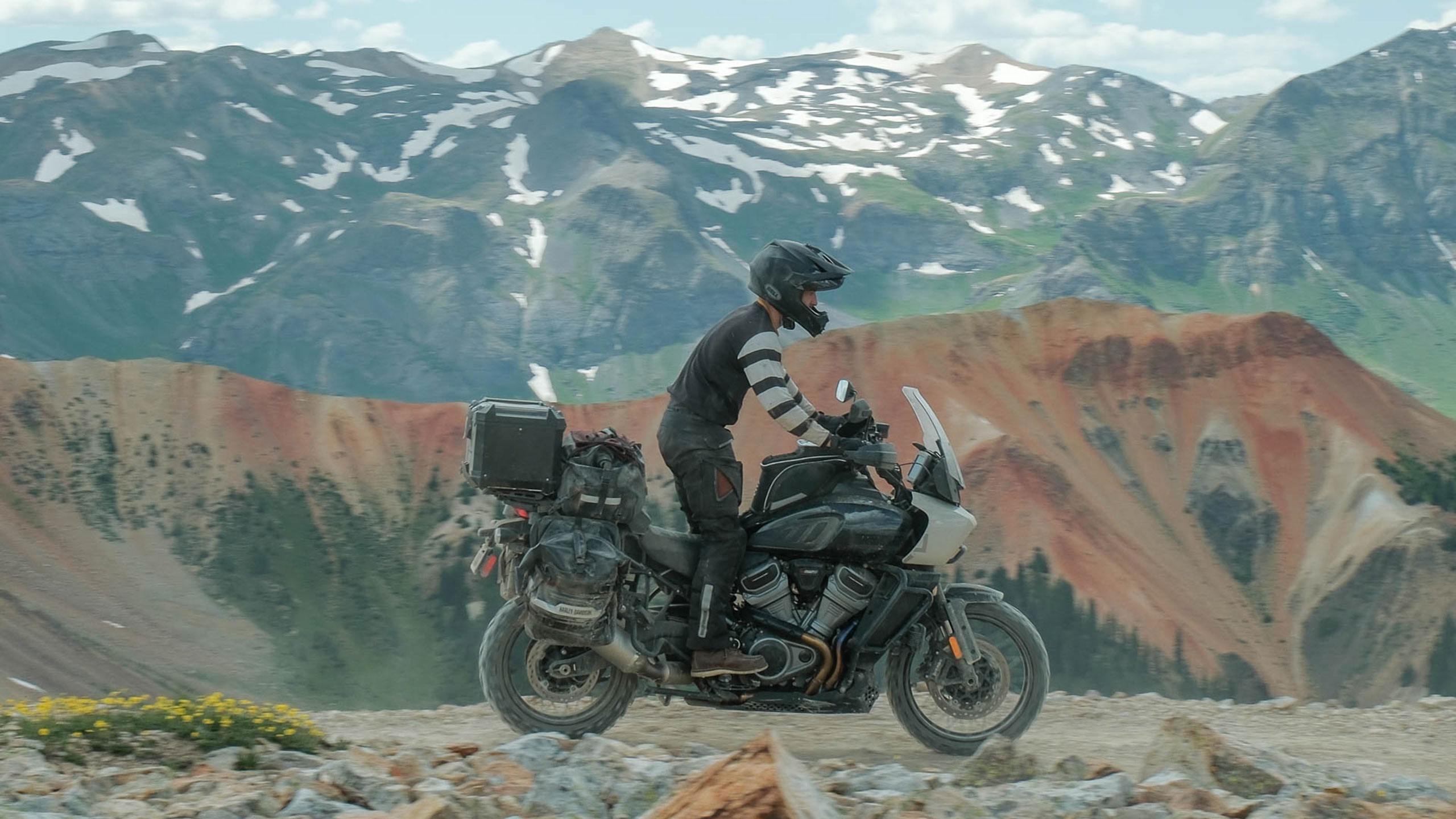 Rider standing up while riding in an offroad track