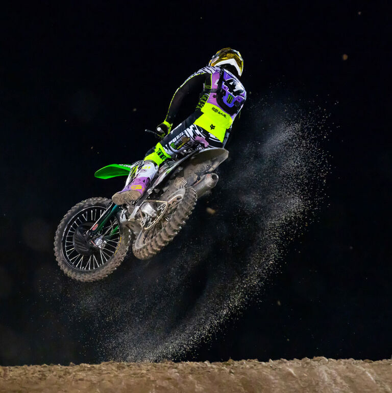 Levi Kitchen taking a dirt jump