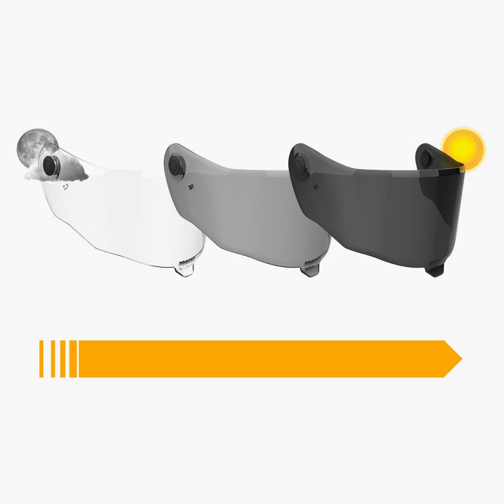 Activated by UV light, Bell ProTint™ shields adapt to changing light conditions.